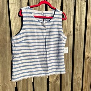 NWT XL Liz Claiborne Blue/White Striped Top